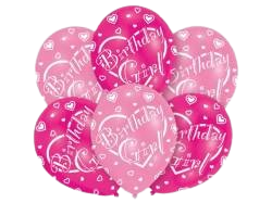 6 Latexballons Globaldruck Birthday Girl 27,5 cm/11''
