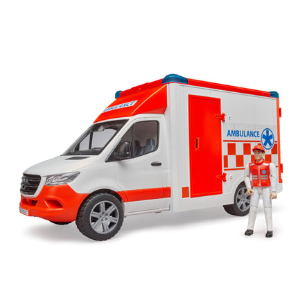 bruder MB Sprinter Ambulanz mit Figur rot/weiß 1:16