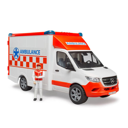 bruder MB Sprinter Ambulanz mit Figur rot/weiß 1:16