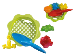 Sand sieve set with shovel and 4 sand moulds