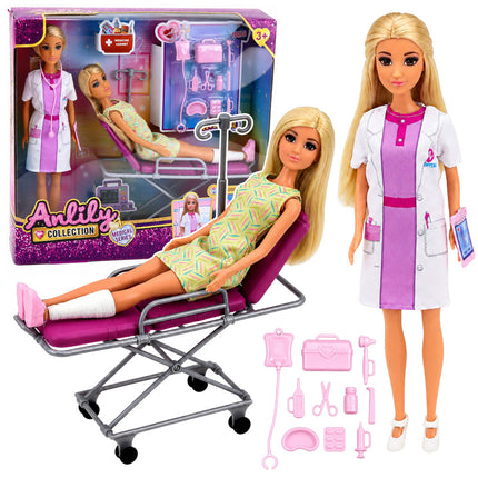 Anlily Dolls Arzt mit Patient Krankenhausbett Tropfzubehör