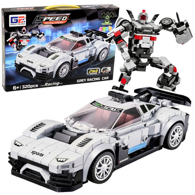Konstruktionssteine Rennwagen Roboter 2in1 Weiß 320 Teile.