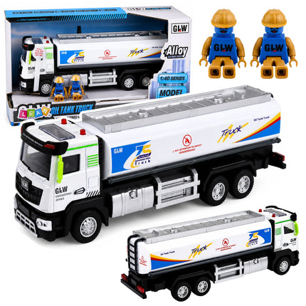 Metalltankwagen mit Fahrlicht und Geräuschen, blau und weiß 1:40